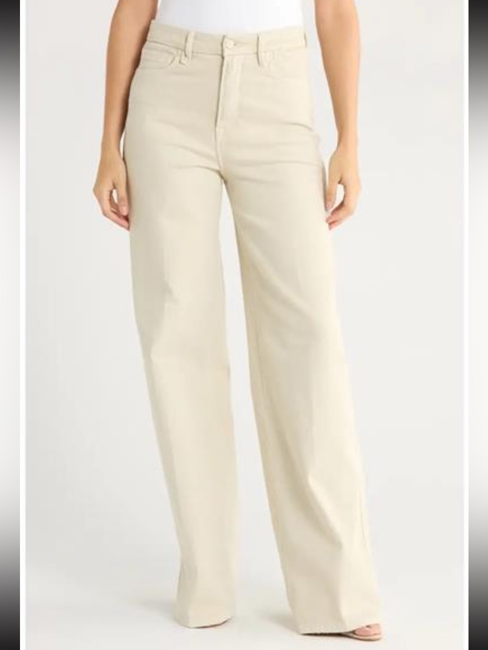 Good American Wide-Leg Good Skate Jeans in Light Beige